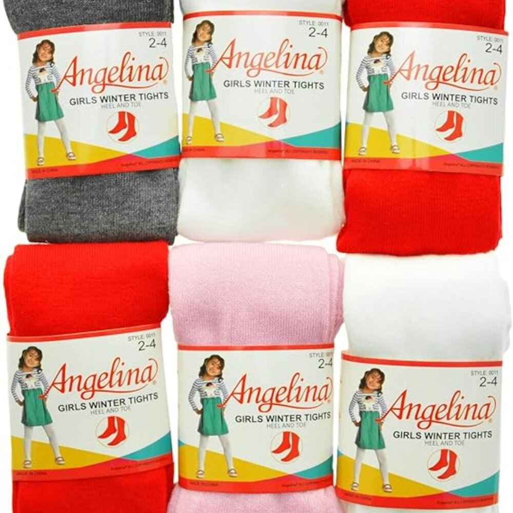 6 pack of Angelina Girls Warm Winter Tights, Size Newborn - 6 Months